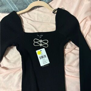 Saks Fifth Avenue Black Crew Neck Sweater